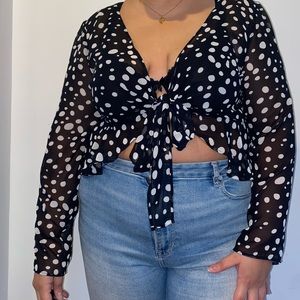 PLUS SIZE Sheer Polka dot top